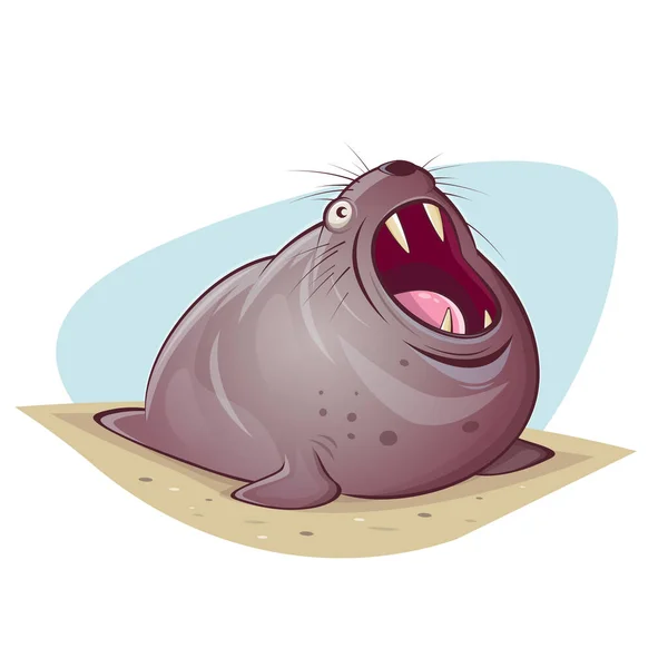 Bir Deniz Aslanının Komik Çizimi — Stok Vektör