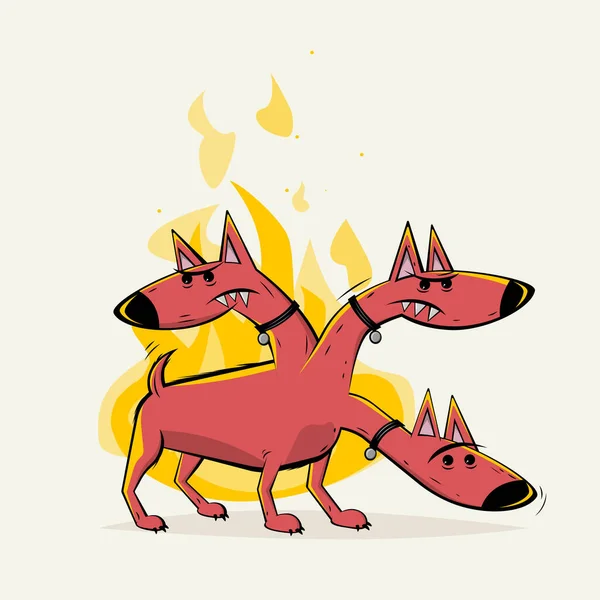 Cerberus Helveteshunden Tecknad Illustration — Stock vektor