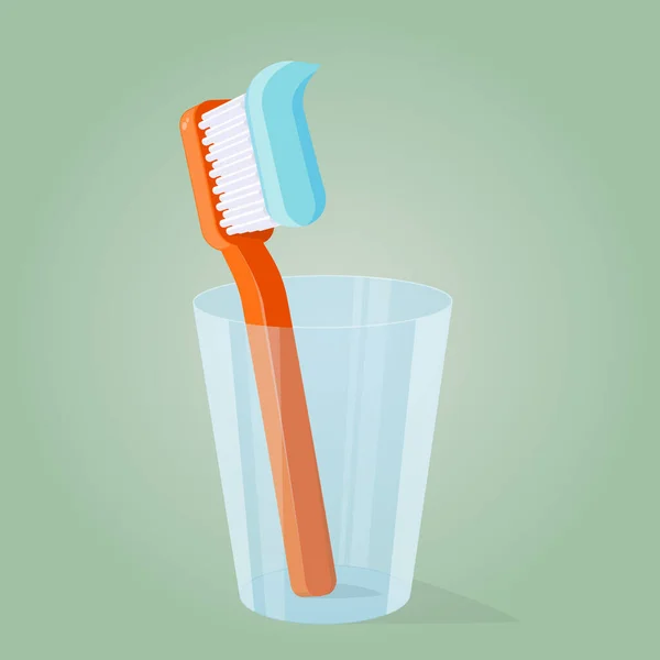 Cartoon Illustration Toothbrush Glass — Stock Vector