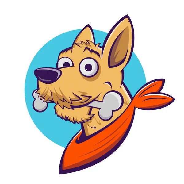 Kemik Logosu Illüstrasyonlu Komik Çizgi Film Köpeği — Stok Vektör