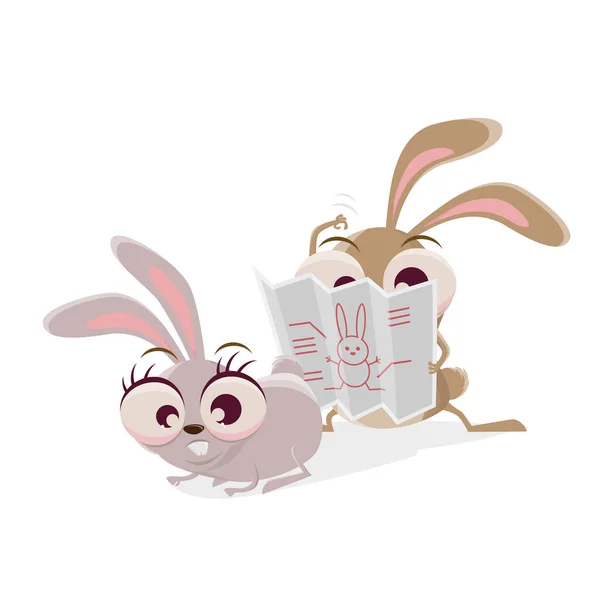 Lustiges Comic Kaninchen Beim Lesen Einer Anleitung — Stockvektor