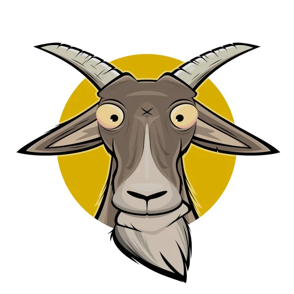 Funny Cartoon Illustration Goat Head — 스톡 벡터