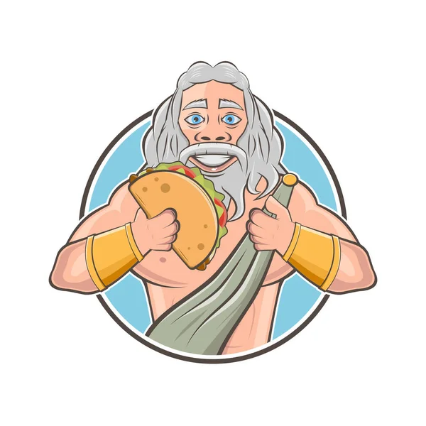 Lustiges Cartoon Logo Des Griechischen Gottes Zeus Oder Des Römischen — Stockvektor