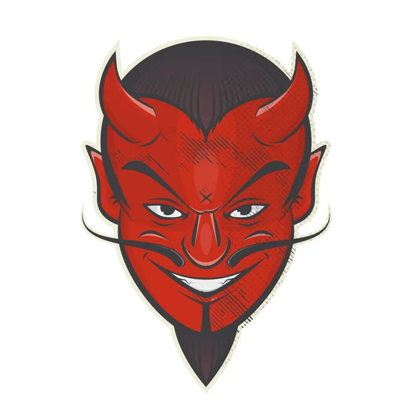 Vintage Cartone Animato Satana Diavolo Retro Logo — Vettoriale Stock