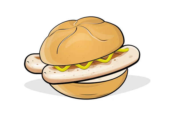 Cartoon Illustration Einer Deutschen Spezialität Namens Bratwurst — Stockvektor