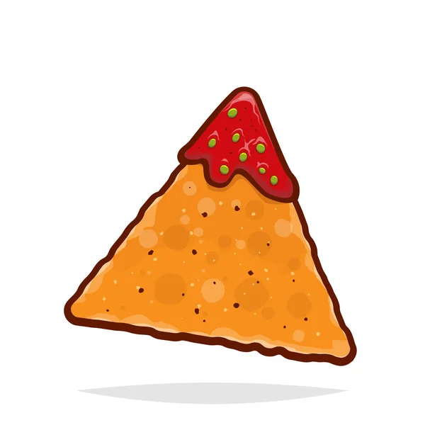 Vektor Illusztráció Egy Izolált Tortilla Chip Salsa Mártással — Stock Vector