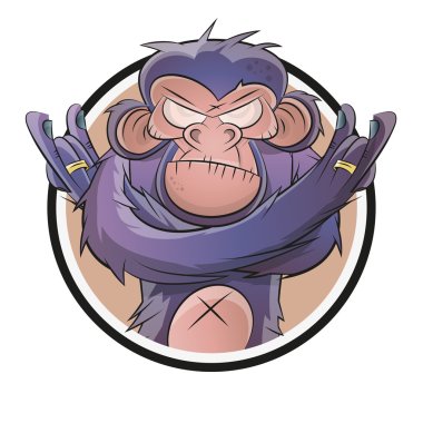 Angry cartoon chimp in a badge
