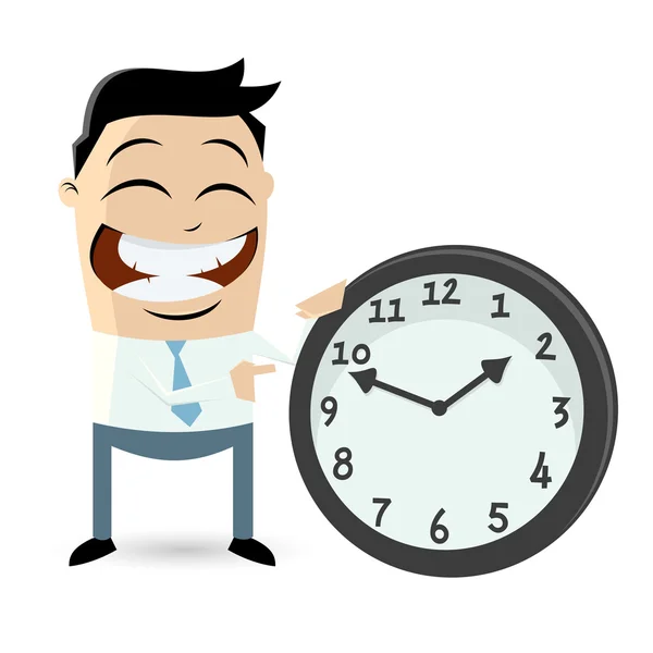 Funny businessman with clock — Stock Vector