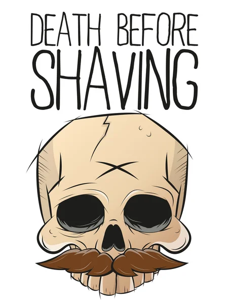 Muerte antes de afeitarse el cráneo con bigote — Vector de stock