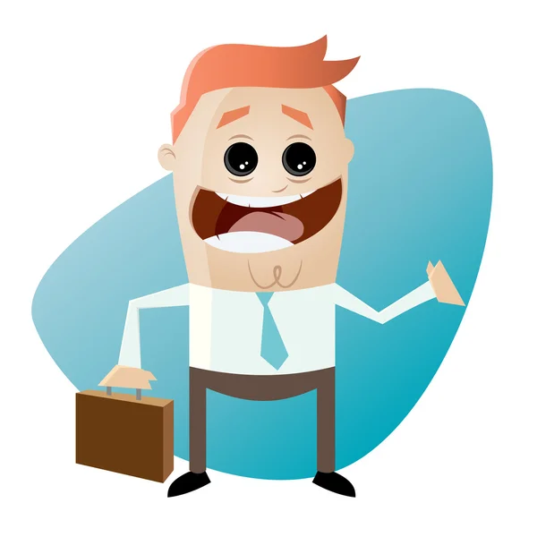 Funny cartoon businessman with suitcase — Stock Vector