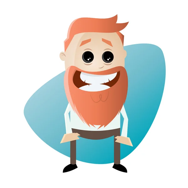 Funny cartoon businessman with big beard — Stock Vector