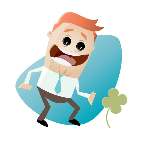 Funny businessman with clover — Stock Vector
