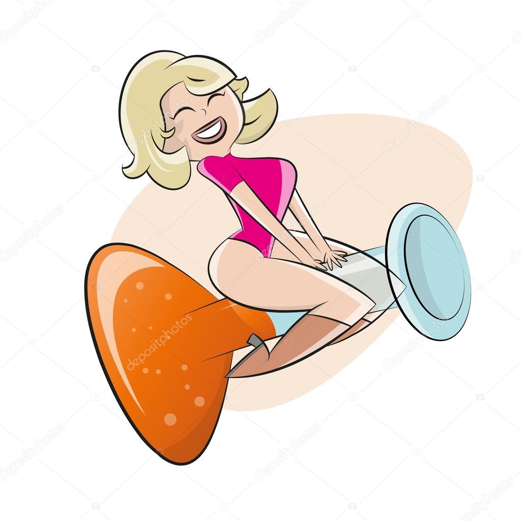 Funny Cartoon Pin Up Girl Sitting On A Test Tube Stock Vector Funny Cartoon Pin Up Girl Sitting On A Test Tube Stock Vector