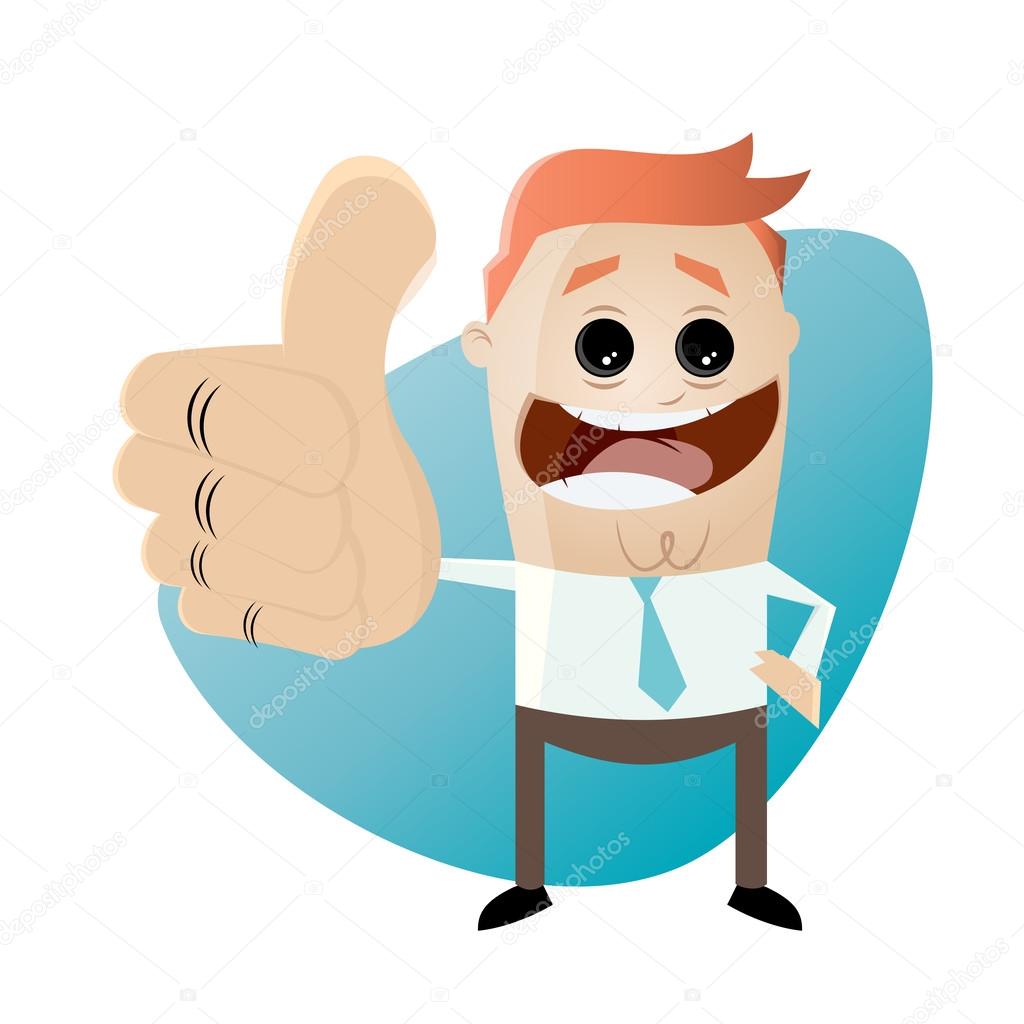 Funny cartoon businessman with thumbs up Stock Vector Image by  © #54037351