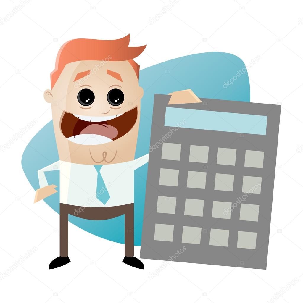 Funny businessman with calculator