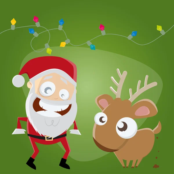 Grappig Santa Claus en rendieren — Stockvector