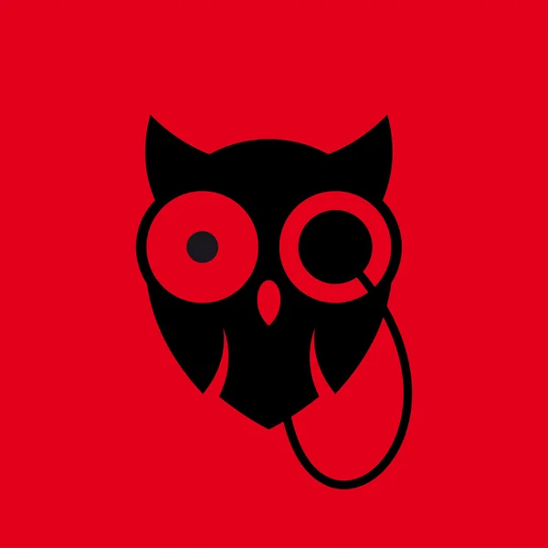 程式化的猫头鹰与单片眼镜 — 图库矢量图片