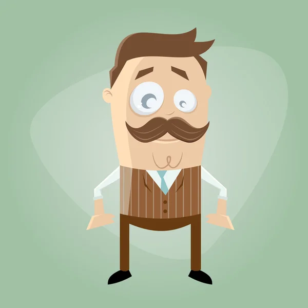 Homem engraçado dos desenhos animados com bigode — Vetor de Stock