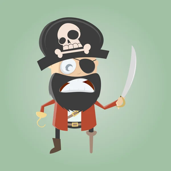 Funny cartoon pirate is angry — Stock Vector