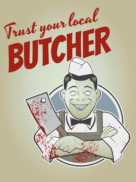 Cartaz de carniceiro zumbi —  Vetores de Stock