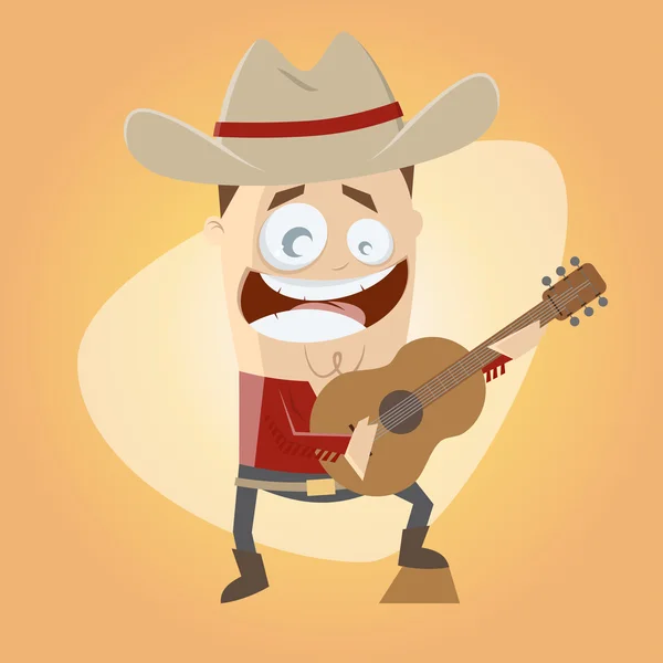 Divertente cartone animato cantante country — Vettoriale Stock