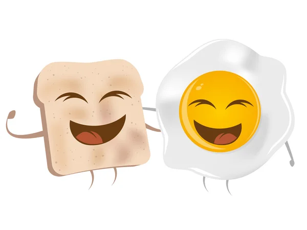 Cartoon toast e uova fritte — Vettoriale Stock