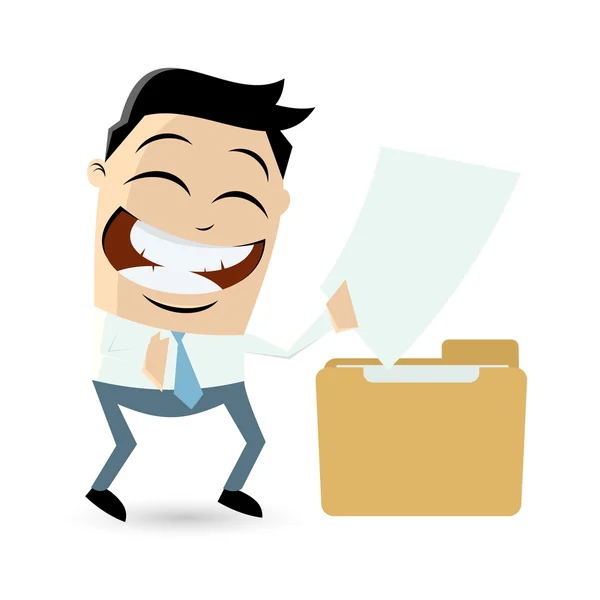 Funny cartoon man with file — Stock Vector