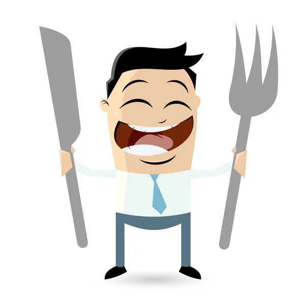 Happy man is waiting for food — Stock Vector