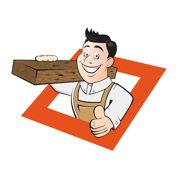 Funny cartoon carpenter — Stock Vector