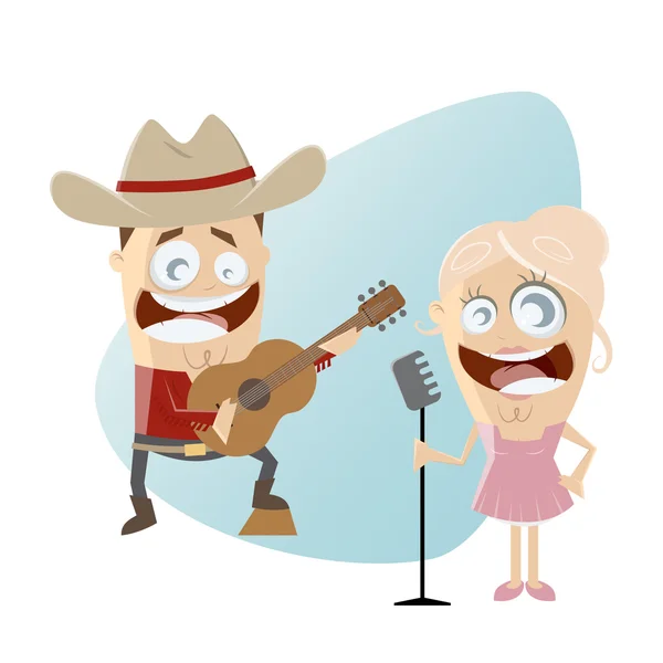 Komischer Cartoon-Country-Sänger — Stockvektor