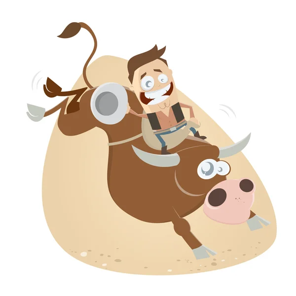 Grappige rodeo rijden cowboy — Stockvector