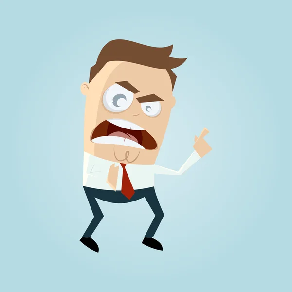 Angry businessman pointing with finger — Stock Vector