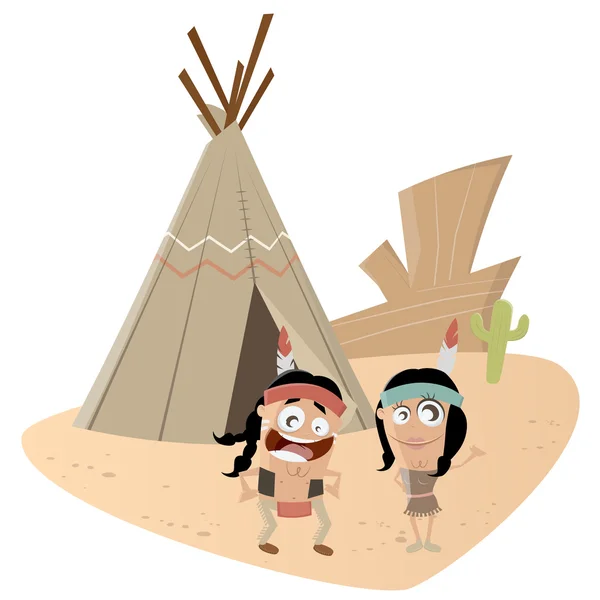 Pareja india divertida — Vector de stock