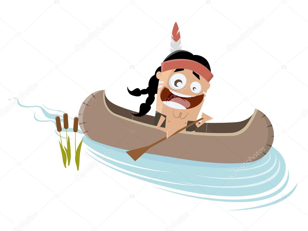 Funny cartoon indian in a canoe Stock Vector Image by ©  #67103707