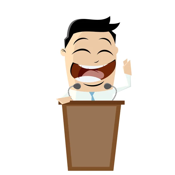 Funny businessman and lectern — Stock Vector