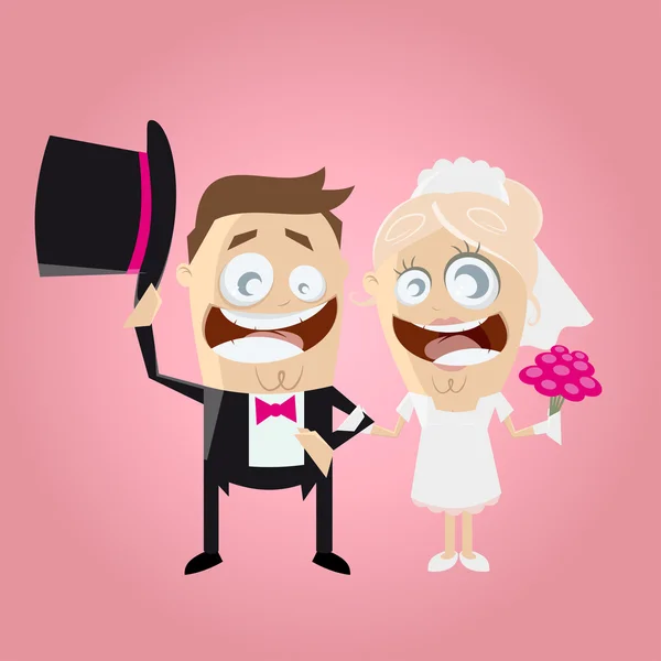 Divertido dibujos animados boda pareja — Vector de stock