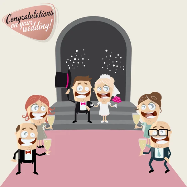 Boda divertida de dibujos animados — Vector de stock