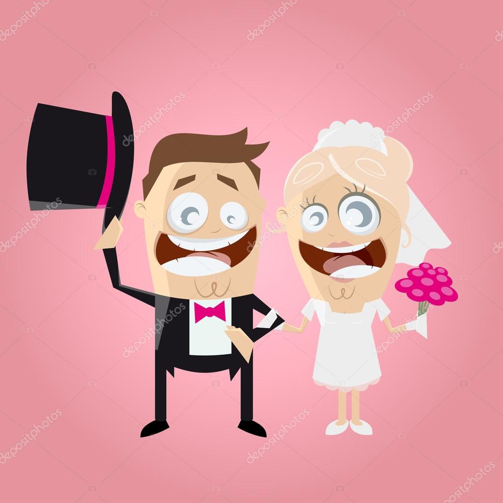 funny cartoon bride and groom