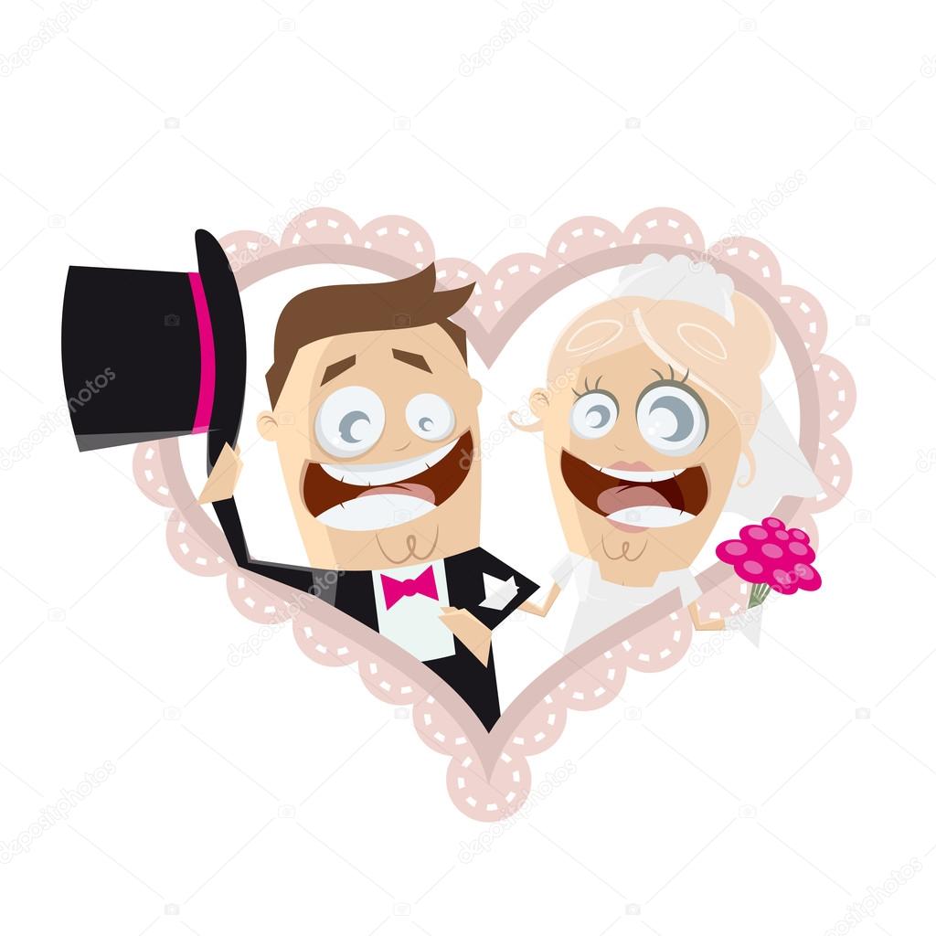 Funny cartoon wedding couple in a heart Stock Vector Image by © #78398714 Funny cartoon wedding couple in a heart Stock Vector Image by © #78398714