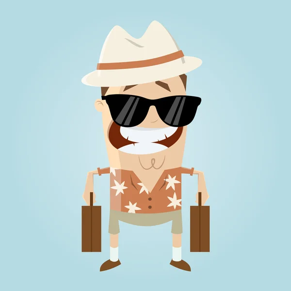 Divertido turista de dibujos animados — Vector de stock