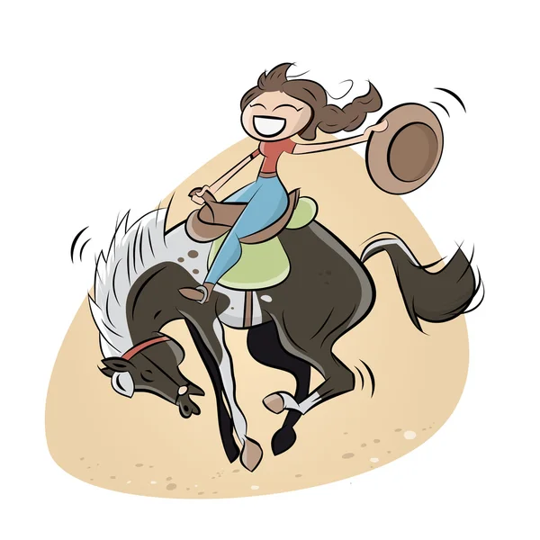 Komik rodeo cowgirl — Stok Vektör