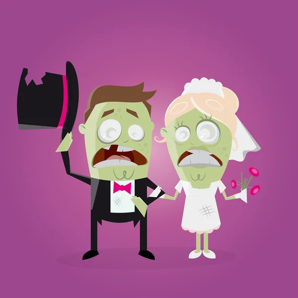 Engraçado casamento zumbi casal — Vetor de Stock