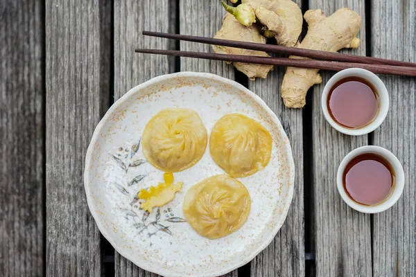 Nära håll soup dumplings — Stockfoto