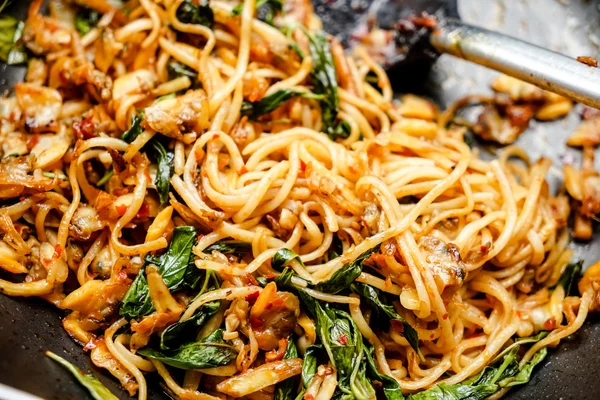 Kryddig spagetti mat — Stockfoto