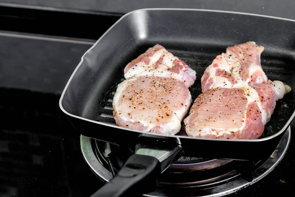 Chef grilled pork steak Royalty Free Stock Photos