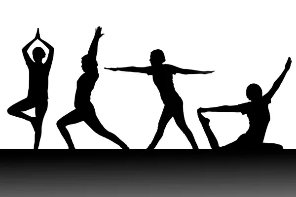 Sylwetka kobiety gra Joga — Zdjęcie stockowe