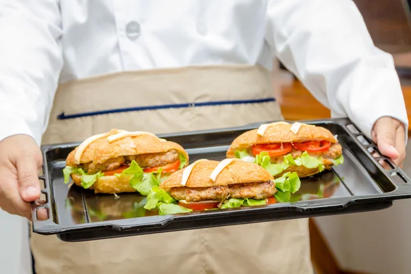 Croissant met gill varkensvlees — Stockfoto