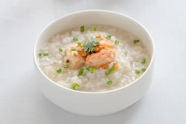 Mingau de arroz com camarão — Fotografia de Stock