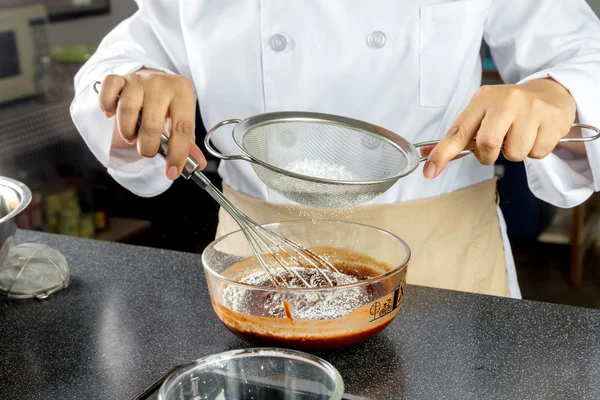 Chef making bakery — Stock Photo, Image