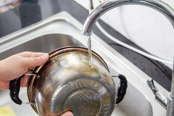 Women washing Pans — Stock Photo, Image